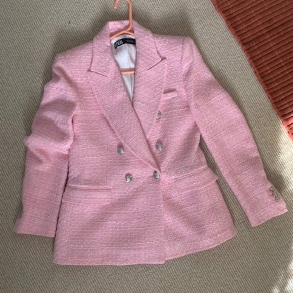 Zara Pink Double-Breasted Blazer Size US Medium
